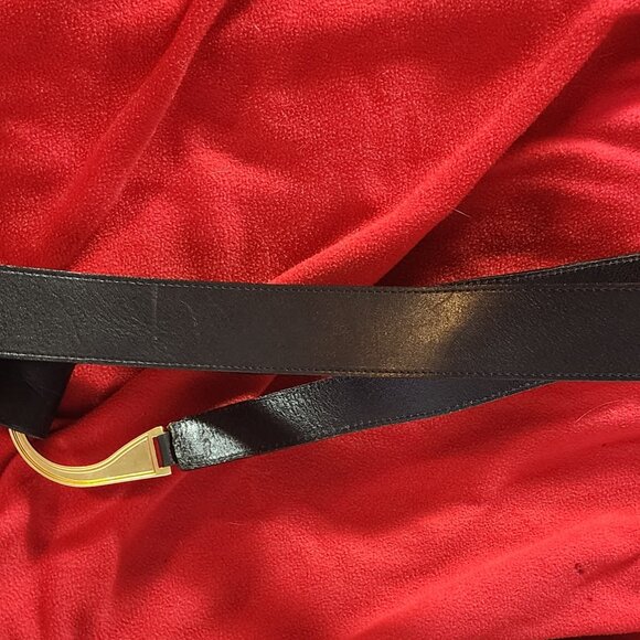 Avignon Black Genuine Leather Equestrian Gold Metal Stirrup Buckle Belt Size 3XL main image 12